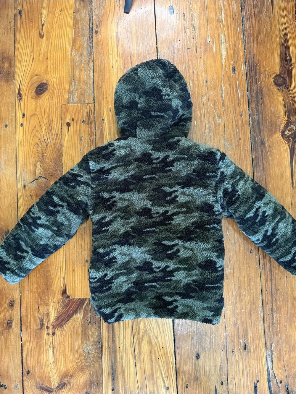 Eddie Bauer Kids Black Quilted Hooded Puffer reversible camo Coat size 5/6